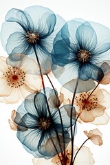 Abstract gentle organic transparent flowers, cyber silverpoint impressionism. Great as wallpaper, background, postcard, banner.