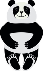 Vector panda character in sitting position.