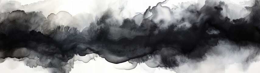A black and white abstract watercolor background banner - obrazy, fototapety, plakaty