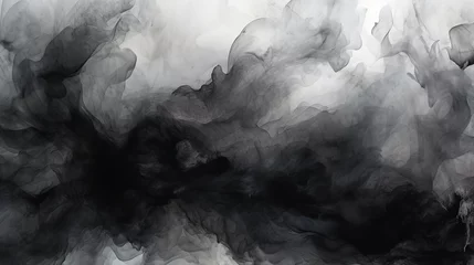 Fototapeten A black and white watercolor background, abstract design © Reisekuchen