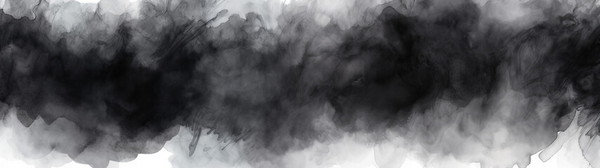 A black and white watercolor banner background, abstract design - obrazy, fototapety, plakaty