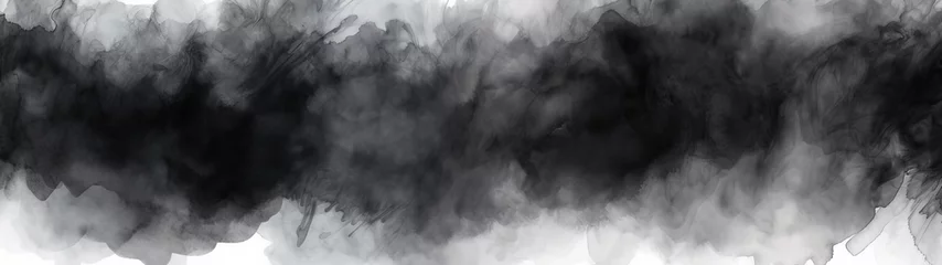 Fototapeten A black and white watercolor banner background, abstract design © Reisekuchen
