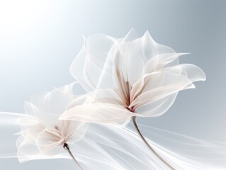 Abstract gentle transparent flowers, cyber silverpoint impressionism. Great as wallpaper, background, postcard, banner.