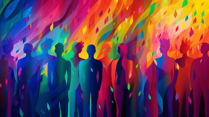 虹色の抽象的な人々GenerativeAI