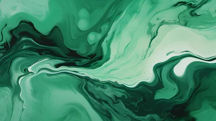 Poster seamless modern abstract background with green swirls in modern marble texture. Generative AI. © muso