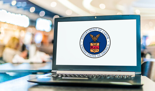 Laptop displaying seal of The US Department of Labor