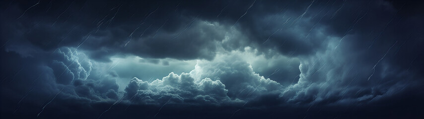 dark mysterious looking clouds in the beautiful rainy night sky, banner background - obrazy, fototapety, plakaty