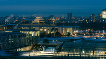 aerial  cityscape view of the Berlin Skyline in the morning
