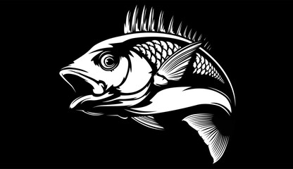 Red snapper isolated vector illustration. Fishing logo of red snapper. Fishing emlem for company or sport club. Marine theme background. NOT AI. - obrazy, fototapety, plakaty