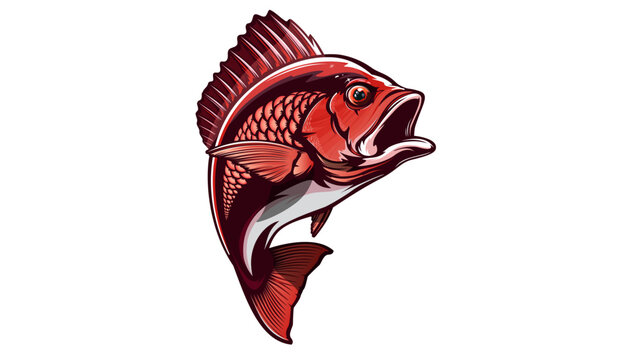 Red snapper isolated vector illustration. Fishing logo of red snapper. Fishing emlem for company or sport club. Marine theme background. NOT AI.