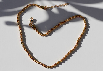 Necklace gold vintage chain precious colored shiny zircon stones. Accessory of turquoise, white,...