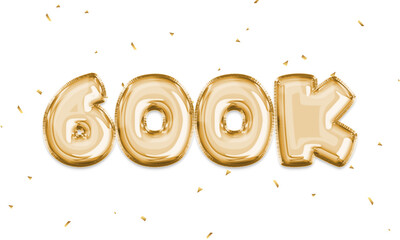 600k followers celebration. Social media poster. Followers thank you lettering. 3D Rendering