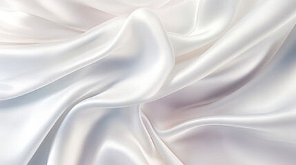 A close up of a white abstract satin fabric background, luxury fabric design 