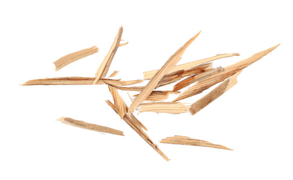 Pile pieces of broken planks, isolated on white, background and texture, clipping
