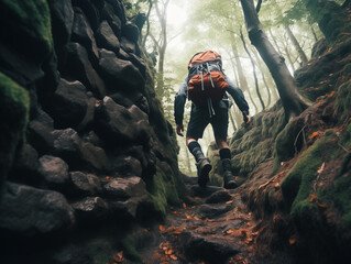 A Person Overcoming A Personal Challenge Like Climbing A Difficult Trail