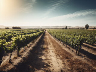 Fototapeta na wymiar A vineyard with rows of grapevines