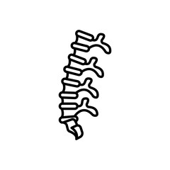 Human spine vector icon. Spinal cord backbone in black and white color. Suitable for apps and websites UI designs.