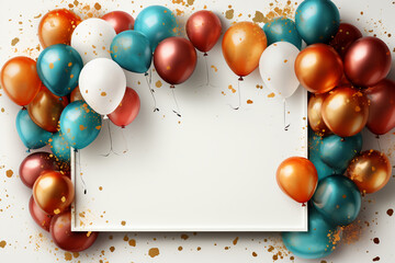 birthday frame digital illustration, with white space for photo in frame, empty frame, ai generative