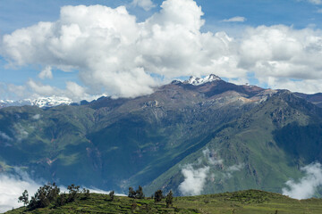 Terraced crops in the Colca Canyon, Peru. Spectacular and amazing colorful panorama of the Andes...