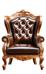 brown luxury armchair isolated on transparent or white background