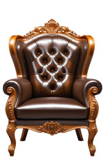 brown luxury armchair isolated on transparent or white background