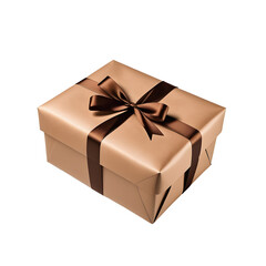 Brown paper wrapped package gift isolated on transparent or white background