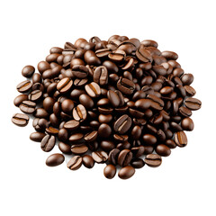 Obraz premium coffee pile beans isolated on white and transparent background