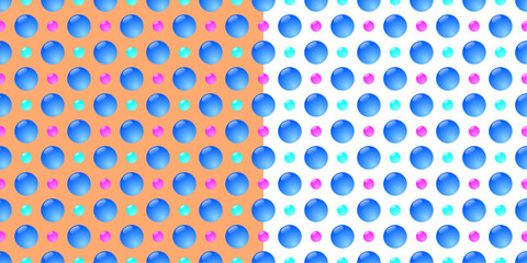 Seamless set 3D pattern with colorful balls for wrapping paper, tiles, wallpapers, advertising, posters, design interior. Bright color ornament with 3D effect. Geometric modern endless pattern.

