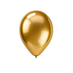 single gold balloon isolated on a transparent or white background