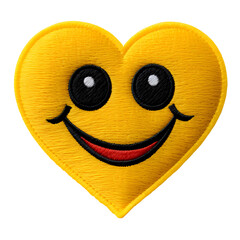 embroidery Heart Eyes Face badge on isolated transparent background