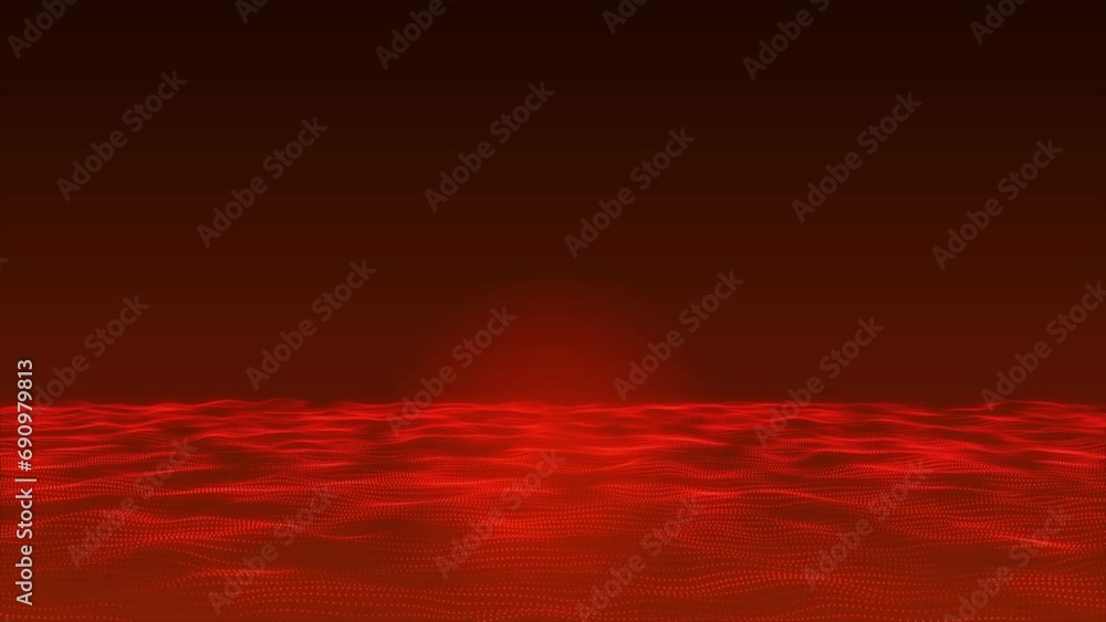 Poster abstract hi-tech red dot and particle wave animated background video. futuristic dot-wave animation 