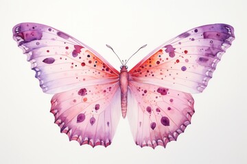 Watercolor illustration of a colorful butterfly isolated on white background. AI generative