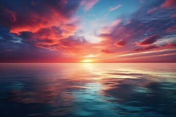 Photo of a stunning sunrise over a calm ocean. Generative AI