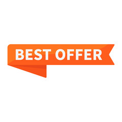 Best Offer In Orange Rectangle Ribbon Shape For Promotion Business Marketing Social Media Information
