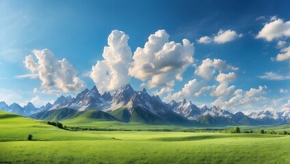 landscape with mountains and sky generative Ai 