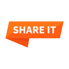 Share It In Orange Rectangle Ribbon Shape For Notification Promotion Business Information Social Media
