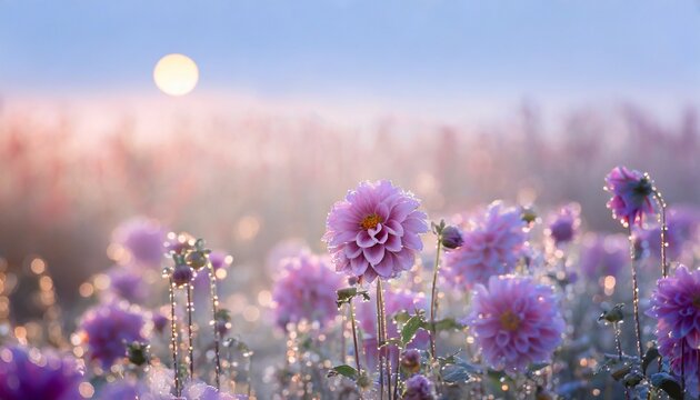 幻想的な月夜のダリヤの花