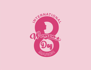 Pink International Women's Day typography Design. 8 March Calligraphy Collection for Greeting or Invitation Cards, postcard, poster, logo, banner, brochure, design element. Vector illustration.