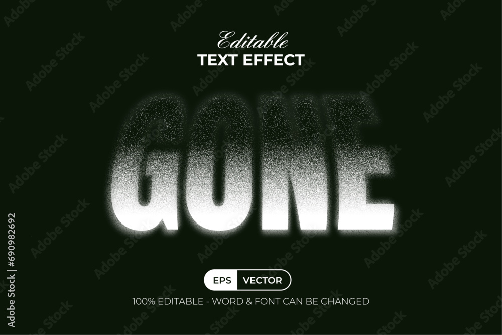 Fototapete gone text effect noise blurry style. editable text effect.