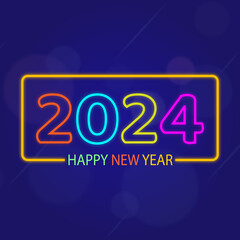 2024 Happy New Year, New Year Greeting card Template