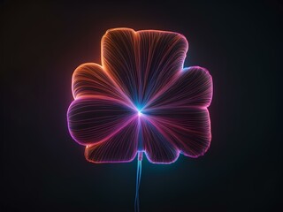 transparent glowing threads shaped like a flower, glowing lines, black background, for design, isolated