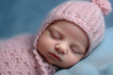 Fototapeta na wymiar Adorable nouveau-né dormant avec un bonnet