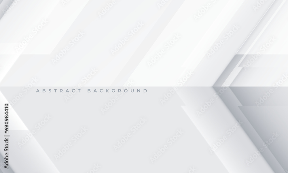Poster Abstract white and grey arrows futuristic technology background concept high-speed movement. Dynamic motion hi tech digital arrows and stripes. 3D vector illustration