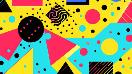 Vibrant abstract geometric pattern 80s 90s. Concept of retro and modern fusion.