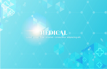 Medical infographic technology background. Abstract background medical for the hospital, page.Blue and white. Vector illustration	