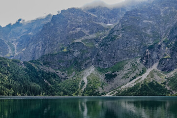 Fototapeta na wymiar mountain lake mountain peak Morskie Oko Zakopane Poland view landscape
