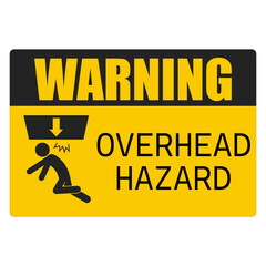 Printable rectangle yellow safety sign overhead hazard risk of fall from height, falling parts for industrial engineering safety sign