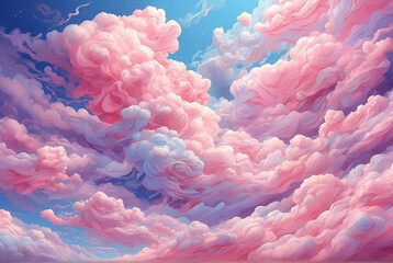 Obraz premium colorful pink clouds in a magical sky mood background