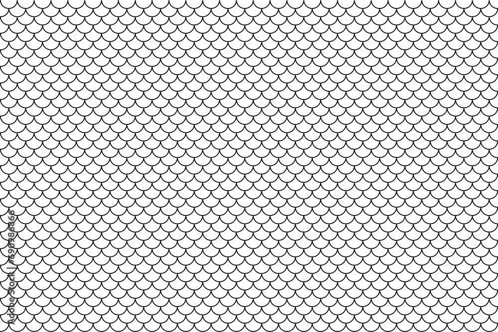 Poster fish scale pattern line art, tile pattern line, mermaid tail pattern vector.