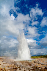 spectacular geyser in action in Iceland